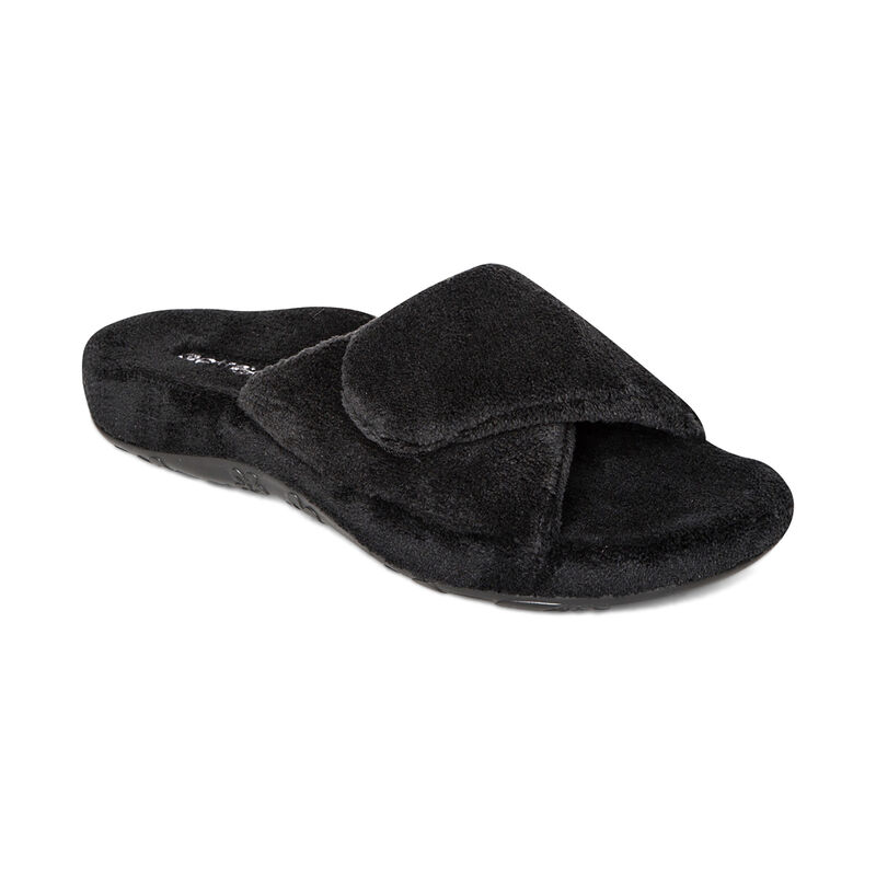 Aetrex Womens Shelby Open Toe Slippers Black - hUXbtbcvx